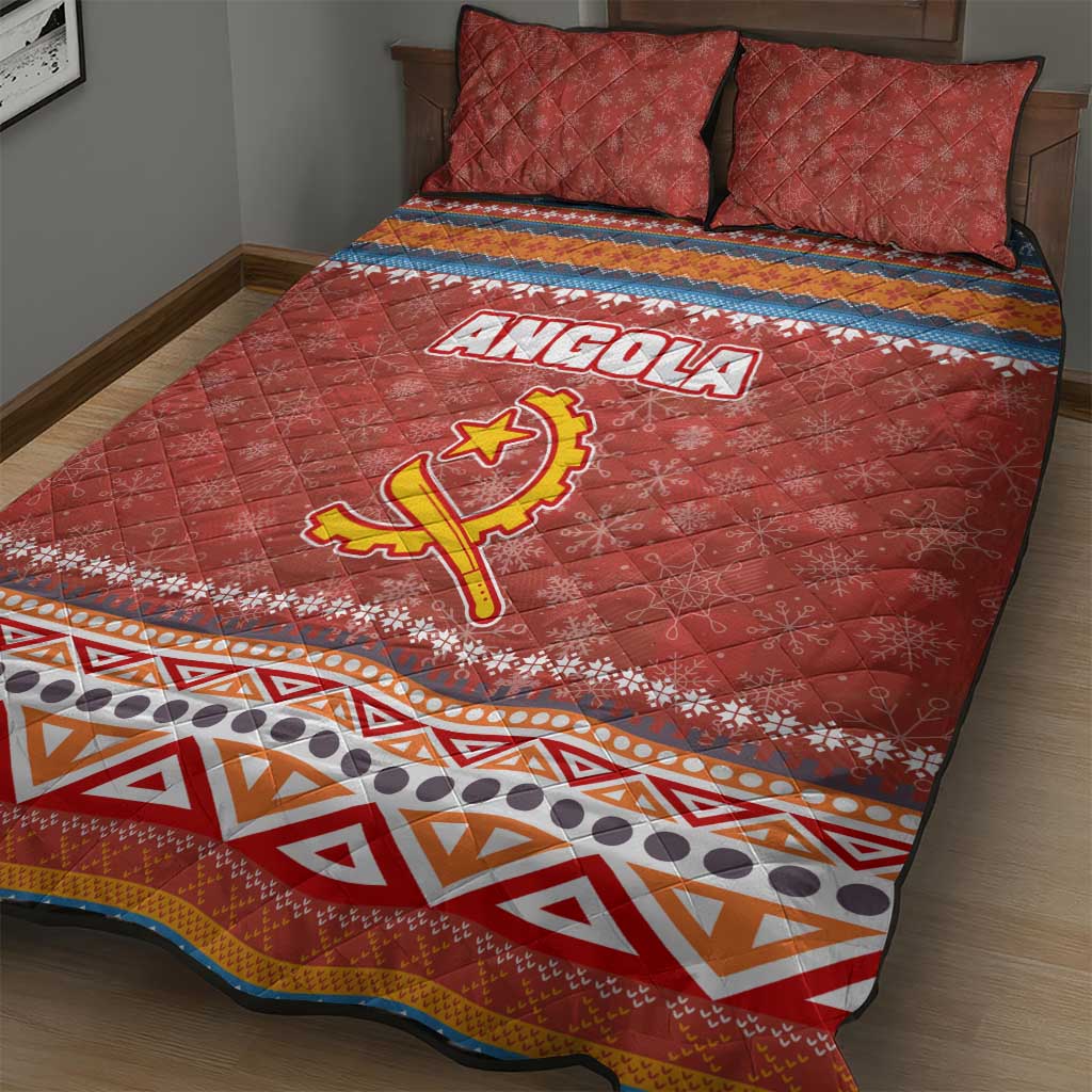 Angola Christmas Quilt Bed Set with Red Snowflake Pattern Tribal Santa Claus Motif - Wonder Print Shop