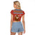 Angola Christmas Raglan Cropped T Shirt with Red Snowflake Pattern Tribal Santa Claus Motif - Wonder Print Shop
