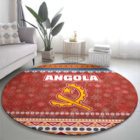 Angola Christmas Round Carpet with Red Snowflake Pattern Tribal Santa Claus Motif - Wonder Print Shop