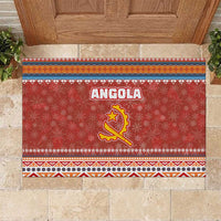 Angola Christmas Rubber Doormat with Red Snowflake Pattern Tribal Santa Claus Motif - Wonder Print Shop