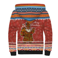 Angola Christmas Sherpa Hoodie with Red Snowflake Pattern Tribal Santa Claus Motif - Wonder Print Shop