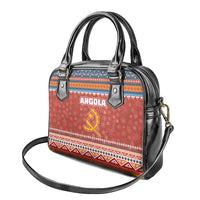 Angola Christmas Shoulder Handbag with Red Snowflake Pattern Tribal Santa Claus Motif - Wonder Print Shop