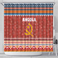 Angola Christmas Shower Curtain with Red Snowflake Pattern Tribal Santa Claus Motif - Wonder Print Shop