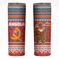 Angola Christmas Skinny Tumbler with Red Snowflake Pattern Tribal Santa Claus Motif - Wonder Print Shop