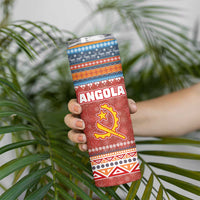 Angola Christmas Skinny Tumbler with Red Snowflake Pattern Tribal Santa Claus Motif - Wonder Print Shop
