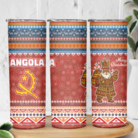 Angola Christmas Skinny Tumbler with Red Snowflake Pattern Tribal Santa Claus Motif - Wonder Print Shop