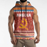 Angola Christmas Sleeveless Hoodie with Red Snowflake Pattern Tribal Santa Claus Motif - Wonder Print Shop