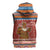 Angola Christmas Sleeveless Zip Hoodie with Red Snowflake Pattern Tribal Santa Claus Motif - Wonder Print Shop