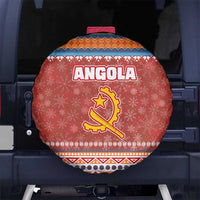 Angola Christmas Spare Tire Cover with Red Snowflake Pattern Tribal Santa Claus Motif - Wonder Print Shop
