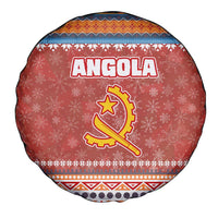 Angola Christmas Spare Tire Cover with Red Snowflake Pattern Tribal Santa Claus Motif - Wonder Print Shop
