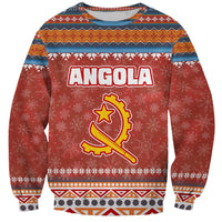 Angola Christmas Sweatshirt with Red Snowflake Pattern Tribal Santa Claus Motif - Wonder Print Shop