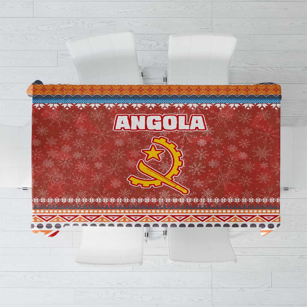 Angola Christmas Tablecloth with Red Snowflake Pattern Tribal Santa Claus Motif - Wonder Print Shop