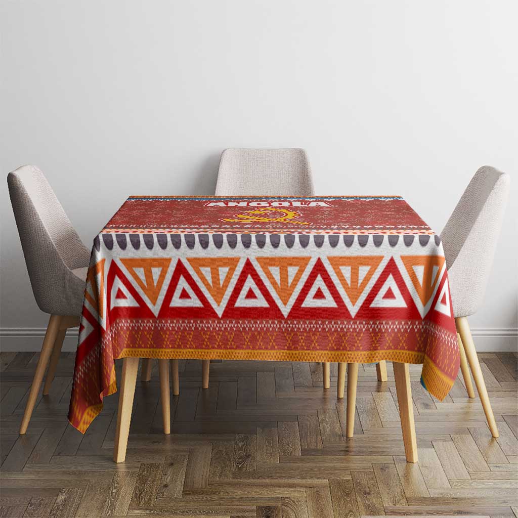 Angola Christmas Tablecloth with Red Snowflake Pattern Tribal Santa Claus Motif - Wonder Print Shop