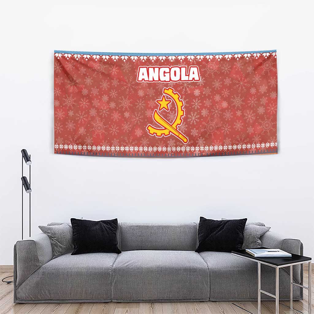 Angola Christmas Tapestry with Red Snowflake Pattern Tribal Santa Claus Motif - Wonder Print Shop