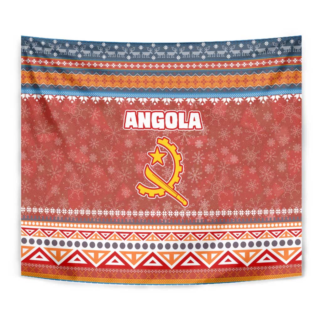 Angola Christmas Tapestry with Red Snowflake Pattern Tribal Santa Claus Motif - Wonder Print Shop