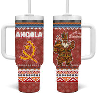 Angola Christmas Tumbler With Handle with Red Snowflake Pattern Tribal Santa Claus Motif - Wonder Print Shop