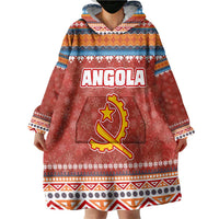 Angola Christmas Wearable Blanket Hoodie with Red Snowflake Pattern Tribal Santa Claus Motif - Wonder Print Shop