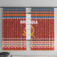 Angola Christmas Window Curtain with Red Snowflake Pattern Tribal Santa Claus Motif - Wonder Print Shop