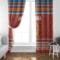 Angola Christmas Window Curtain with Red Snowflake Pattern Tribal Santa Claus Motif - Wonder Print Shop