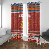 Angola Christmas Window Curtain with Red Snowflake Pattern Tribal Santa Claus Motif - Wonder Print Shop