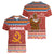 Angola Christmas Women V-Neck T-Shirt with Red Snowflake Pattern Tribal Santa Claus Motif - Wonder Print Shop