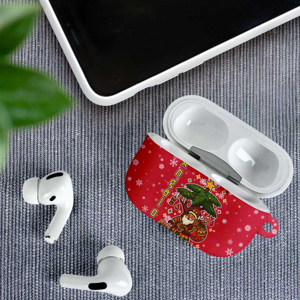 Angola Christmas AirPods Case with Santa, Gifts, and National Flag Map Motif - Wonder Print Shop