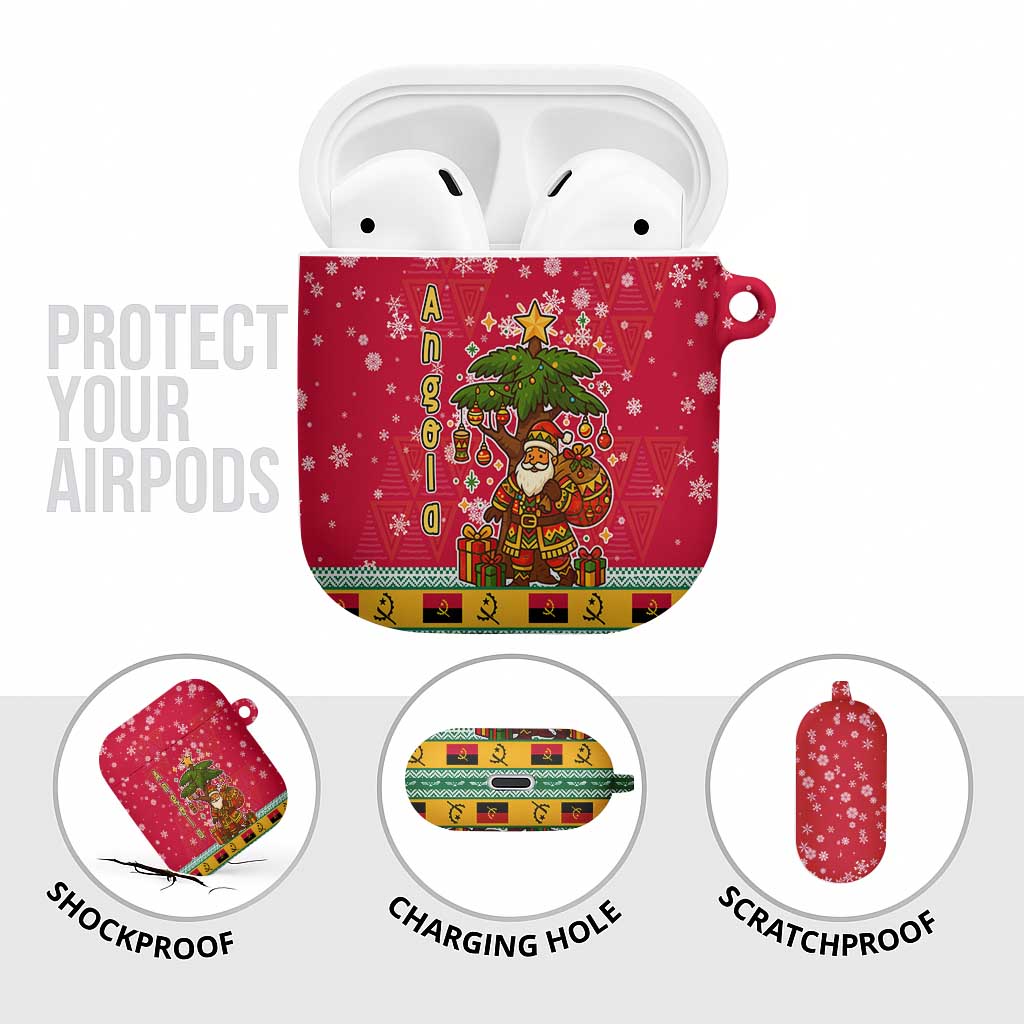 Angola Christmas AirPods Case with Santa, Gifts, and National Flag Map Motif - Wonder Print Shop
