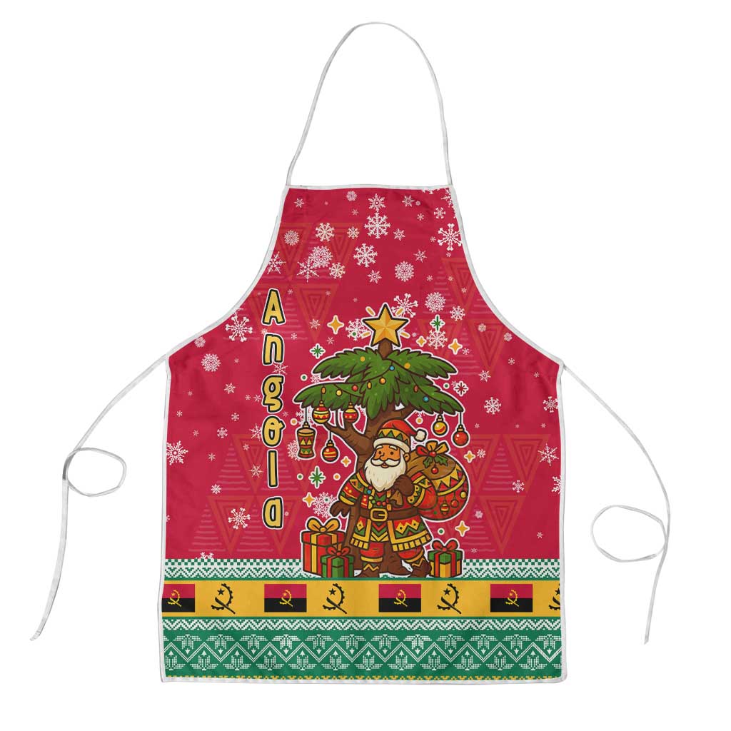 Angola Christmas Apron with Santa, Gifts, and National Flag Map Motif - Wonder Print Shop