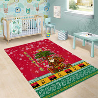 Angola Christmas Area Rug with Santa, Gifts, and National Flag Map Motif - Wonder Print Shop