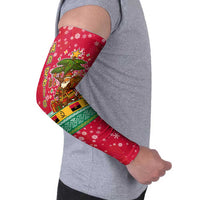 Angola Christmas Arm Sleeves with Santa, Gifts, and National Flag Map Motif - Wonder Print Shop
