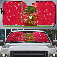 Angola Christmas Auto Sun Shade with Santa, Gifts, and National Flag Map Motif - Wonder Print Shop