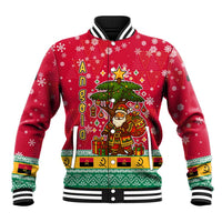 Angola Christmas Baseball Jacket with Santa, Gifts, and National Flag Map Motif - Wonder Print Shop