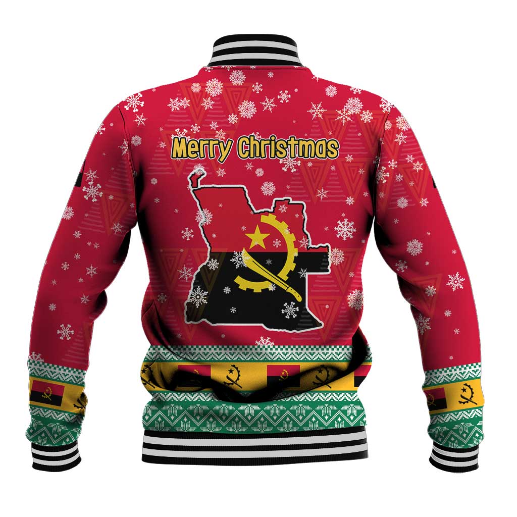 Angola Christmas Baseball Jacket with Santa, Gifts, and National Flag Map Motif - Wonder Print Shop