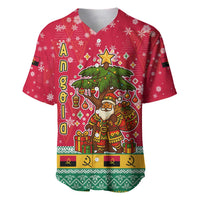 Angola Christmas Baseball Jersey with Santa, Gifts, and National Flag Map Motif - Wonder Print Shop