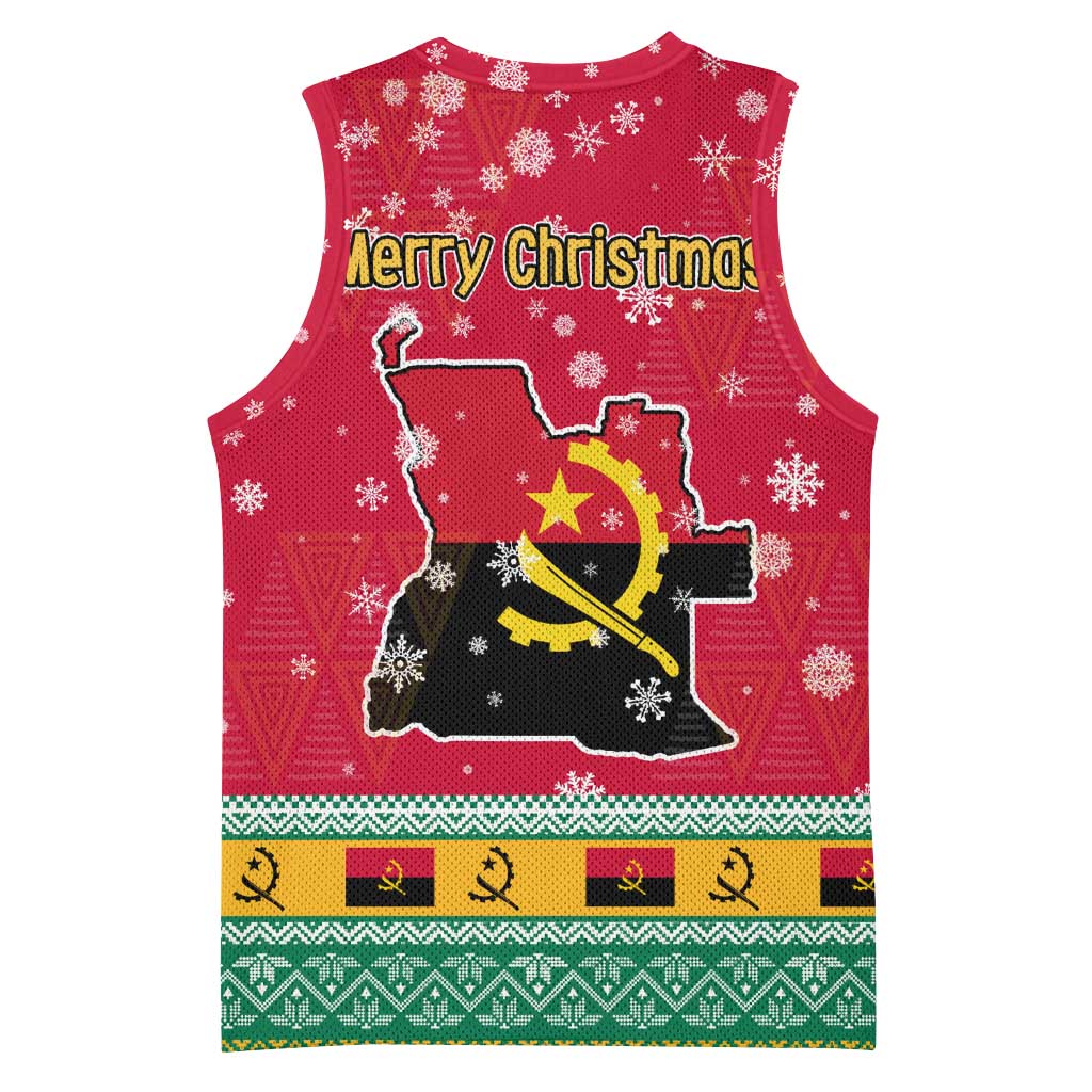 Angola Christmas Basketball Jersey with Santa, Gifts, and National Flag Map Motif - Wonder Print Shop