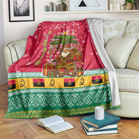 Angola Christmas Blanket with Santa, Gifts, and National Flag Map Motif - Wonder Print Shop