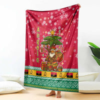 Angola Christmas Blanket with Santa, Gifts, and National Flag Map Motif - Wonder Print Shop