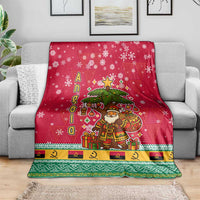 Angola Christmas Blanket with Santa, Gifts, and National Flag Map Motif - Wonder Print Shop