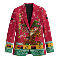 Angola Christmas Blazer with Santa, Gifts, and National Flag Map Motif - Wonder Print Shop