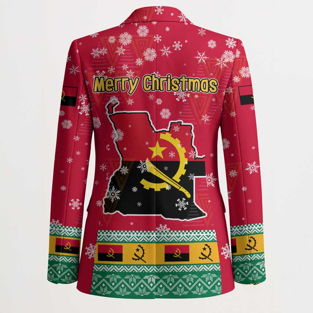 Angola Christmas Blazer with Santa, Gifts, and National Flag Map Motif - Wonder Print Shop