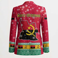 Angola Christmas Blazer with Santa, Gifts, and National Flag Map Motif - Wonder Print Shop