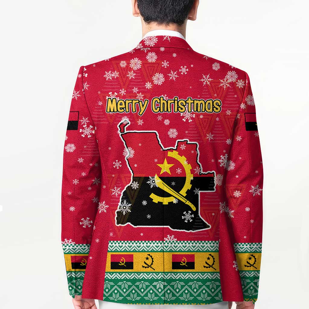 Angola Christmas Blazer with Santa, Gifts, and National Flag Map Motif - Wonder Print Shop