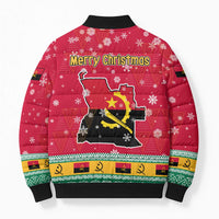 Angola Christmas Bomber Puffer Jacket with Santa, Gifts, and National Flag Map Motif - Wonder Print Shop