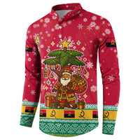 Angola Christmas Button Sweatshirt with Santa, Gifts, and National Flag Map Motif - Wonder Print Shop