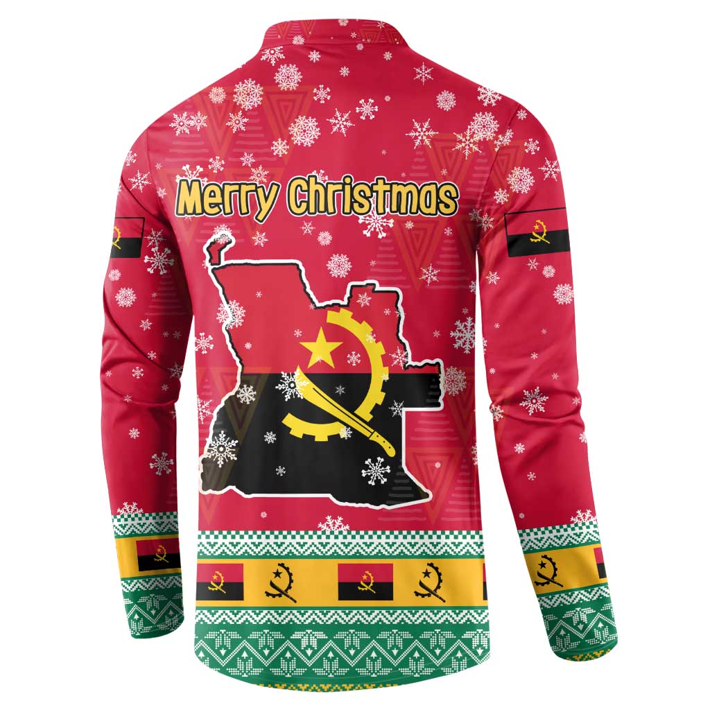 Angola Christmas Button Sweatshirt with Santa, Gifts, and National Flag Map Motif - Wonder Print Shop
