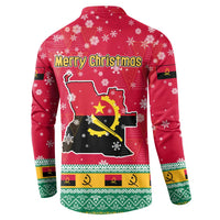 Angola Christmas Button Sweatshirt with Santa, Gifts, and National Flag Map Motif - Wonder Print Shop
