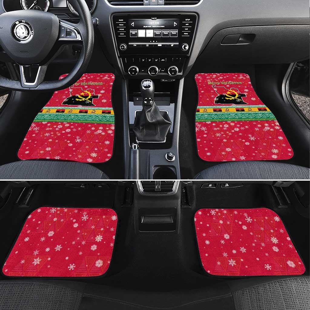 Angola Christmas Car Mats with Santa, Gifts, and National Flag Map Motif - Wonder Print Shop