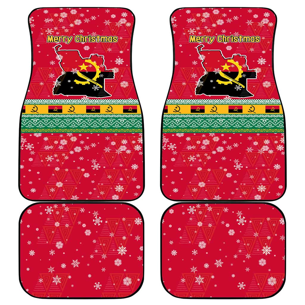 Angola Christmas Car Mats with Santa, Gifts, and National Flag Map Motif - Wonder Print Shop