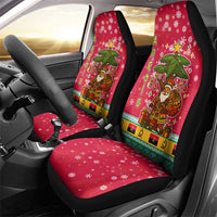 Angola Christmas Car Seat Cover with Santa, Gifts, and National Flag Map Motif - Wonder Print Shop