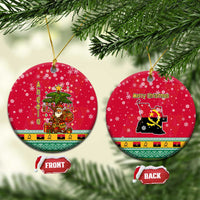 Angola Christmas Ceramic Ornament with Santa, Gifts, and National Flag Map Motif - Wonder Print Shop